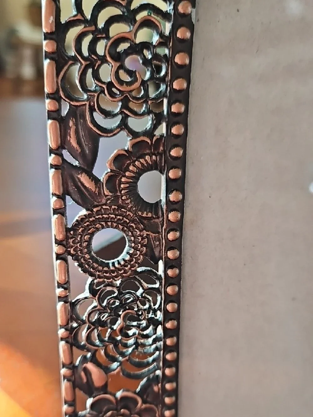 Ornate Floral Metal Picture Frame in Antiqued Copper